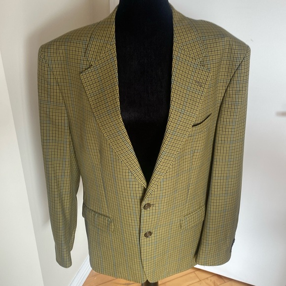 OLD RIVER OVERSIZED unisex Houndstooth Wool Green Blazer Made in France Size 42 - Picture 8 of 17
